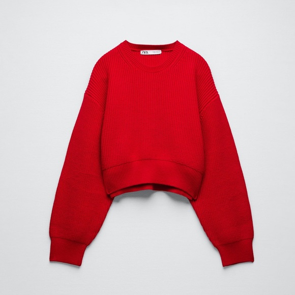 Zara | Sweaters | Nwt Zara Red Knit Dropped Shoulder Sweater Size M |  Poshmark